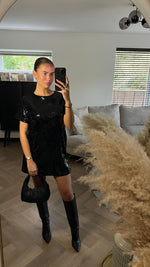 Sequin T Dress - Black