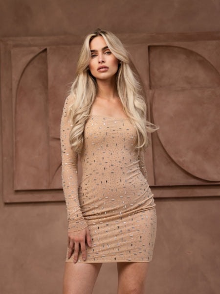 Zari Short Dress - Nude