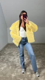 Faux Fur Jacket - Baby Yellow