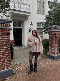 Faux Fur Jacket - Beige